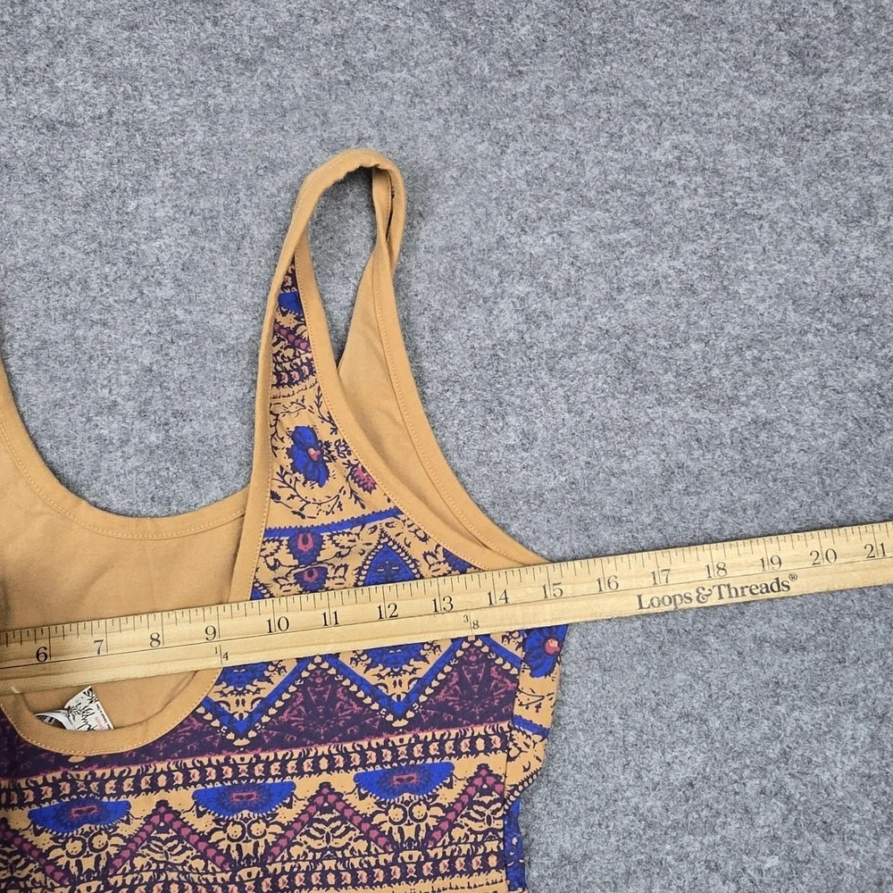 Intimately Free People Bodysuit Womens L Multi Floral Scoop Neck Snap Crotch